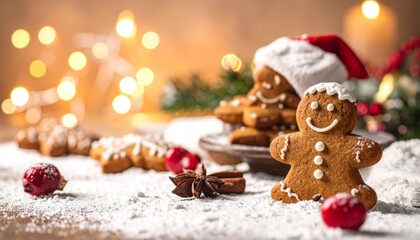 Gingerbread cookies with Christmas decoration.