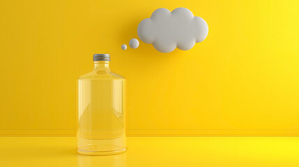 A clear glass bottle with a silver cap