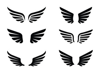 Set of wings in simple flat design with a minimalist style and creative vector