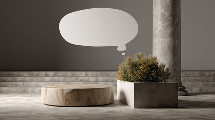 A white wall with a speech bubble on it