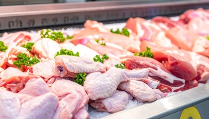Fresh Meat Displayed in a Butcher Shop.
