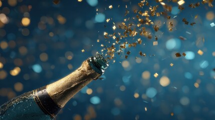 Obraz premium Celebration of New Year with Champagne and Confetti