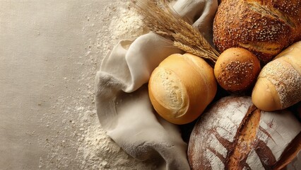 Bread Selection with Wheat and Flour