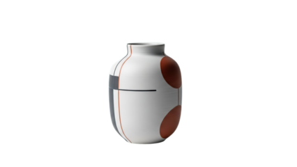 Contemporary decorative ceramic vase with minimalist abstract pattern perfect for elegant home interior isolated on transparent background