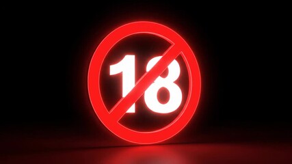Age Restriction Symbol - A Neon Warning for Mature Audiences.