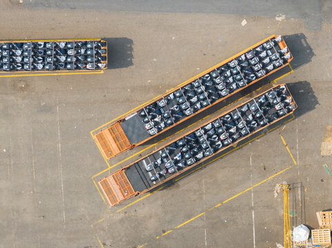 Aerial View of Motorcycle Factory Shipping and Delivery
