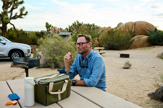 Man enjoying his time at Joshua Tree National Park