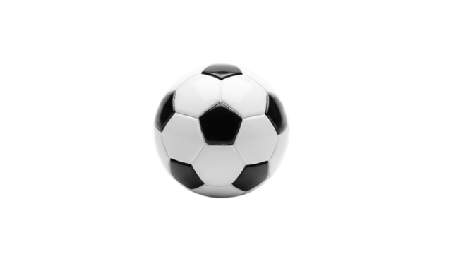 Classic black white soccer ball ready for professional sports game play event isolated on transparent background