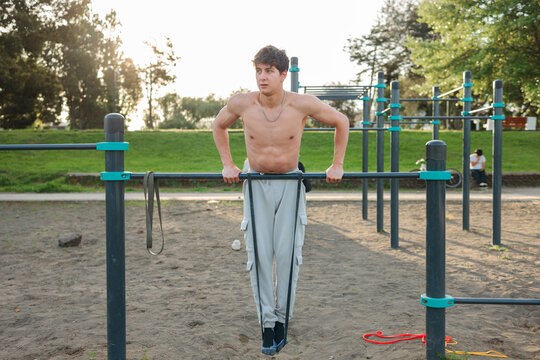 Dips with Resistance Band Assistance Outdoors