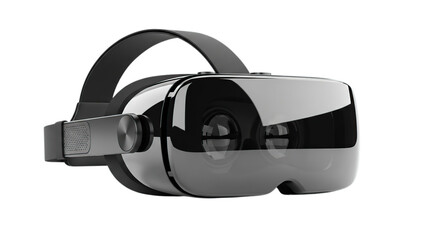 Modern black virtual reality headset for immersive digital experiences and future exploration isolated on transparent background