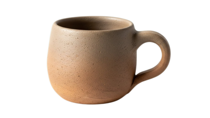 Rustic speckled ceramic mug with unique texture for cozy beverage enjoyment isolated on transparent background