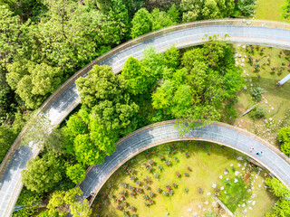 A circular walking path in the park