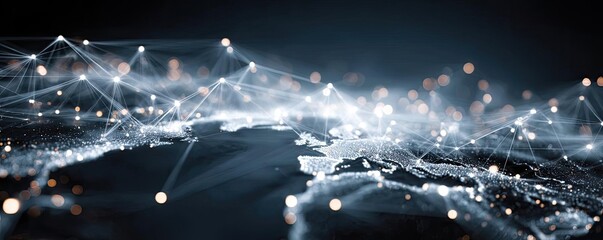 Ai powered personalized news engine concept. Futuristic network connections illustrating global data flow.