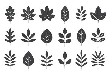 Black and White Set of 20 Minimalist Line Icons