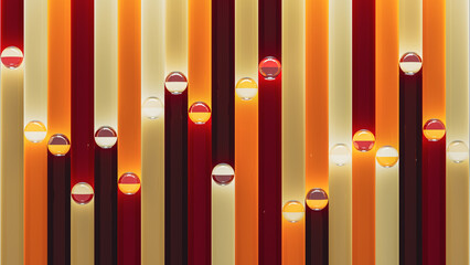 Vintage spheres on rails against an abstract background