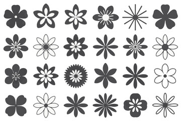 Collection of 25 Floral Line Icons Arranged in a Clean Minimal Grid