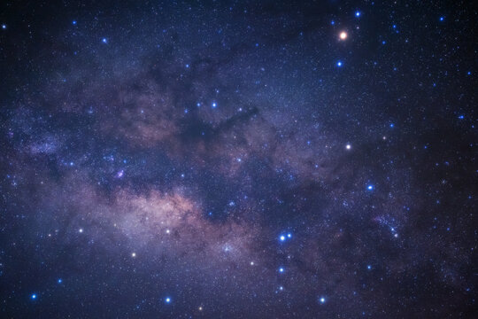 Night sky space background, Starry universe in dark blue sky, Milky way galaxy with stardust field in deep universe