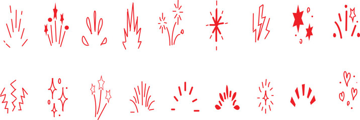 collection of hand-drawn vector icons or elements, typically used for digital design purposes such as highlights, emphasis, or decoration. 