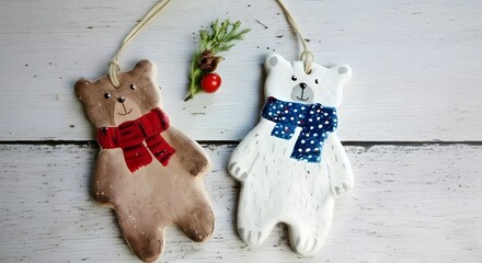 Winter Forest Animals Handmade Ornament Set
