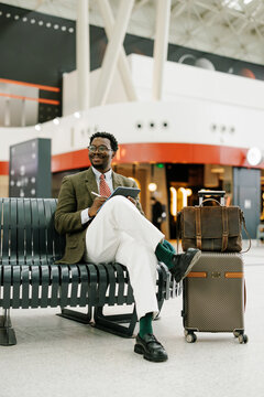 Business Traveler at the Airport During Layover
