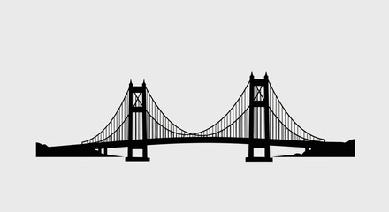Iconic suspension bridge silhouette symbolizing connection, progress, and architectural grandeur for urban planning and travel themes