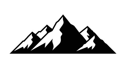 Majestic black and white mountain range silhouette representing adventure and natural beauty