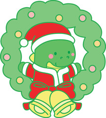 Illustrations christmas theme of cute Dinosaur character. Dinosaur 