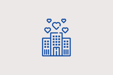 hotel  illustration in line style design. Vector illustration.	