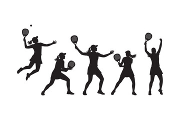 padel girl pose silhouette set