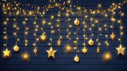 Naklejka premium Elegant Christmas String Lights Decor for Festive Celebrations