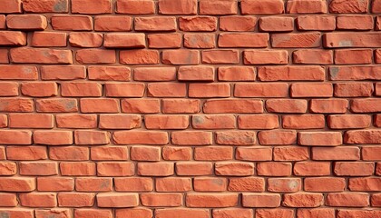 Naklejka premium Rough-textured brick wall, varying shades of red and brown, brick pattern, brickwork
