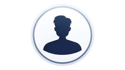 Circular avatar icon featuring a dark blue user profile silhouette for account login and personal identity isolated on transparent background