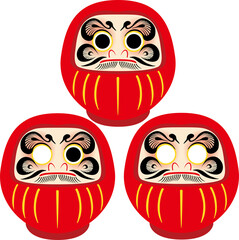 縁起物の達磨（だるま）目入れイラストセット　合格・目標達成を願うアイコン　新春　正月飾り　素材