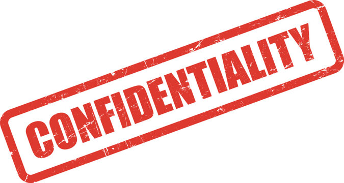 Red confidentiality stamp shows a grunge texture and conveys security with a transparent background
