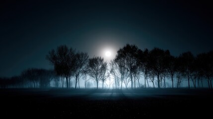 Foggy woodland night