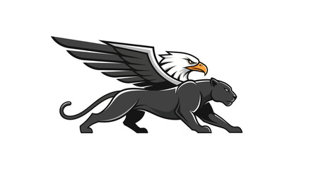 Fototapeta premium Panther griffin hybrid creature mascot with transparent background