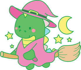 Illustrations halloween theme of cute Dinosaur character. Dinosaur 
