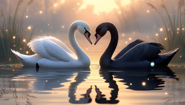 swans on the lake - Powered by Adobe