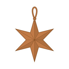Wooden Christmas Star Ornament with Nordic Holiday Design