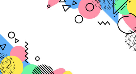 Obraz premium Funky Geometric Pattern Background with Circles, Triangles, and Lines