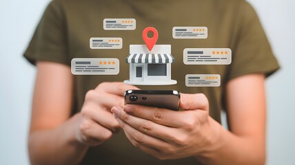 Business professional searching for real estate online using a digital tablet interface