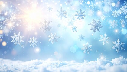 Minimal Snowflake Background with Soft Bokeh and Ample Copy Space for Winter Themes