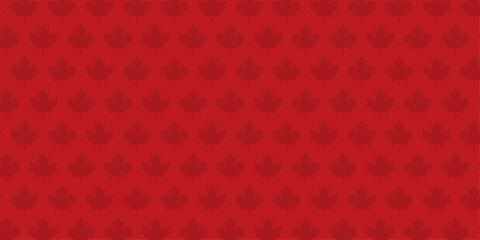 Seamless red maple leaf pattern on red background, featuring Canada leaf motifs in a clean vector style. Ideal for texture, wallpaper, prints, banners, and decorative designs.