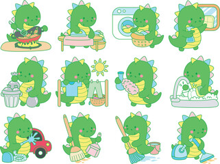 Obraz premium Illustrations of cute Dinosaur character clip art for children. Dinosaur 