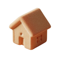3D House-Shaped Cookie Isolated – Gingerbread Inspired Biscuit Decoration