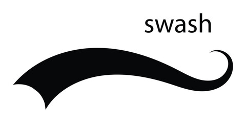 Baseball swoosh tail and underline for vintage sport logo. Retro text vector with brush line swash and American typography alphabet.