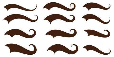Swoosh and swash tails line collection. Swooshes text tail for baseball design. Typography tails shape for football or athletics sport team sign text