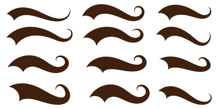 Swoosh and swash tails line collection. Swooshes text tail for baseball design. Typography tails shape for football or athletics sport team sign text