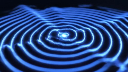 Concentric blue neon rings creating a pulsating energy wave ripple effect background