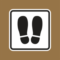 Footprint Symbol on Brown Background for Direction and Guidance Use